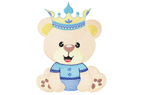 Baby Bear King Embroidery Design