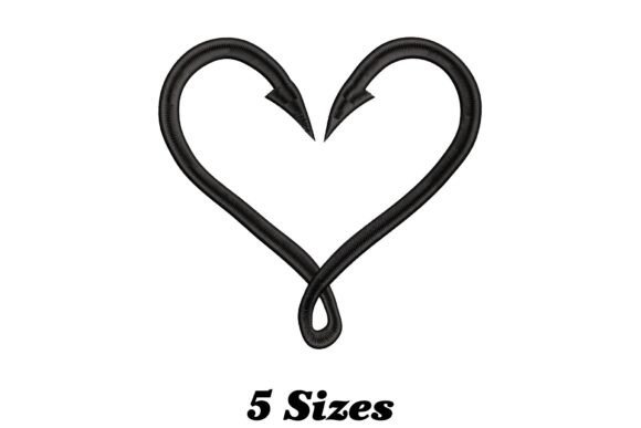 Fishing Hook Heart Embroidery Design