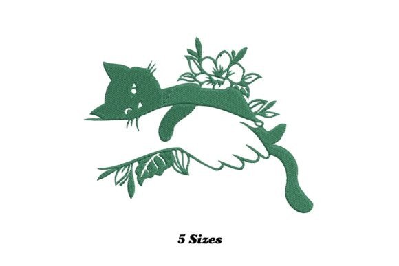 Floral Hand Holding Cat Embroidery Design