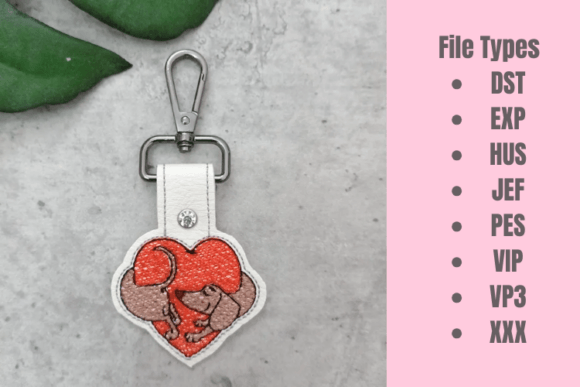 Love Dachshund ITH Snap Tab Key Fob