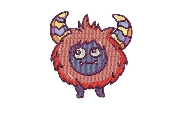 Rainbow-Horn Fluffy Monster